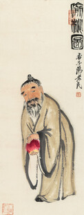 齐白石古代老者持物画像