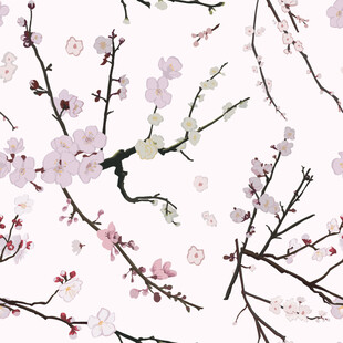 手绘粉色梅花枝图案背景