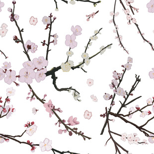 手绘粉色梅花图案背景图