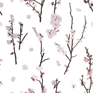 粉色桃花枝无缝图案背景