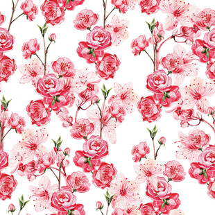 粉色桃花无缝花卉图案