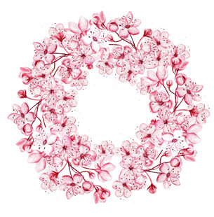 粉色樱花花环图案