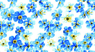 蓝黄小花无缝图案背景