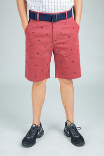 男士红色印花休闲短裤