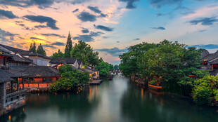 水乡黄昏美景