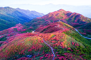 秋日五彩山峦壮丽风光