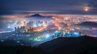 城市夜景全景俯瞰