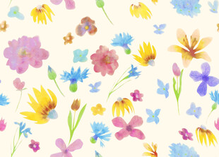 水彩手绘缤纷花卉图案