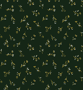 深绿底点缀小花植物图案