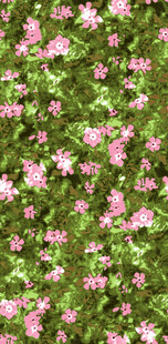 粉色小花铺满绿色背景