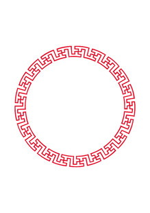中式红色花纹圆形边框