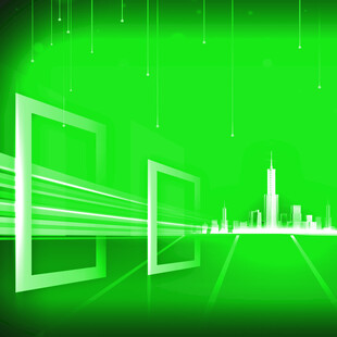 绿色科技风城市抽象背景图