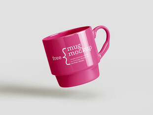 粉色个性文字马克杯样机