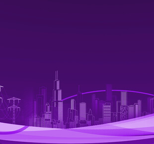 紫色梦幻城市天际线景观