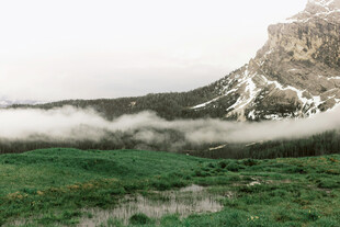 山间绿野云雾缭绕美景