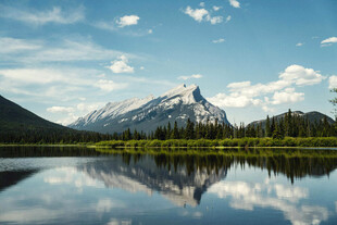 湖畔雪山美景倒映
