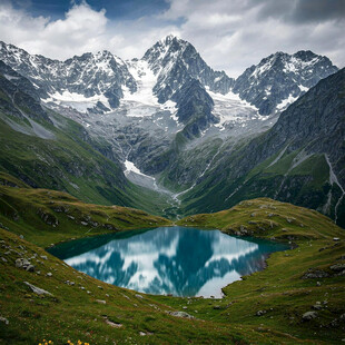 高山湖畔美景