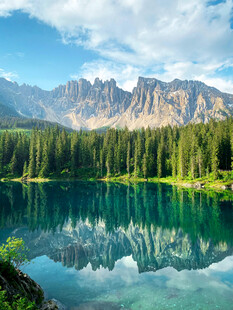 美丽湖景与山峦倒影