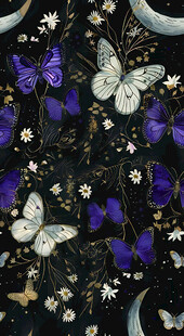 梦幻蝴蝶花卉图案背景