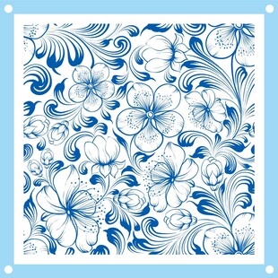 蓝白花卉图案设计素材