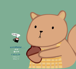 可爱松鼠抱坚果插画