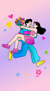 情侣甜蜜相拥浪漫瞬间