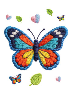 彩色蝴蝶刺绣图案设计