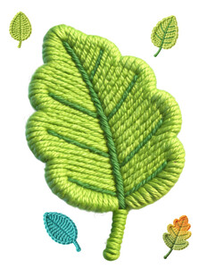 绿色叶脉刺绣叶片及叶饰