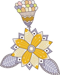 手绘花卉与冰淇淋装饰图案