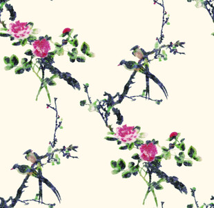 花鸟中式风无缝图案设计