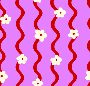 紫色背景花朵波浪纹图案