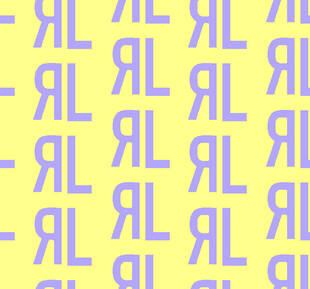 黄色背景紫色字母重复图案