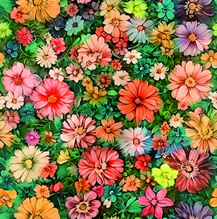 缤纷多彩花卉图案