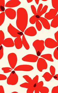 红色花卉图案背景