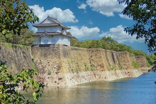 河畔古老城堡的秀丽风光