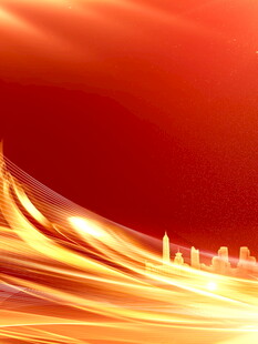 红色动感光影城市背景图