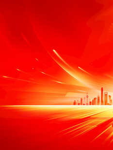 红色动感光线城市背景图
