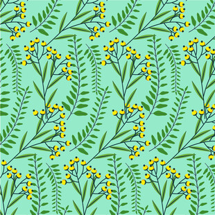 清新绿植花卉无缝图案