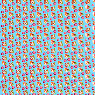 蓝色背景卡通图案无缝纹理