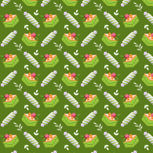 绿色甜点图案无缝背景图