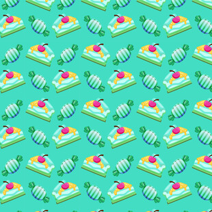 绿色背景的多彩蛋糕图案