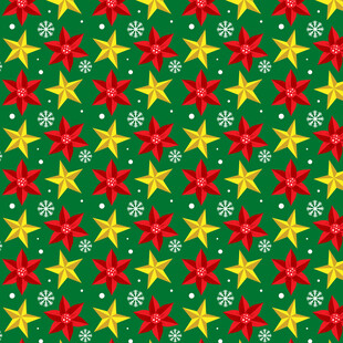 圣诞红绿星星雪花图案