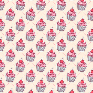 可爱纸杯蛋糕无缝图案背景