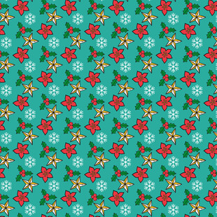 蓝底花卉图案布料纹理