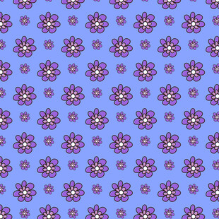 蓝色底多彩花卉图案纹理