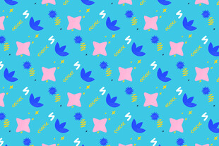 蓝底多彩几何图案背景