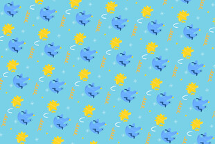 蓝底黄蓝花朵图案背景