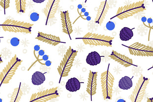 蓝紫羽毛浆果图案纹理