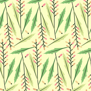 清新绿植花卉无缝图案