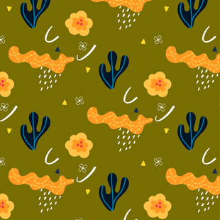 清新花卉仙人掌图案背景